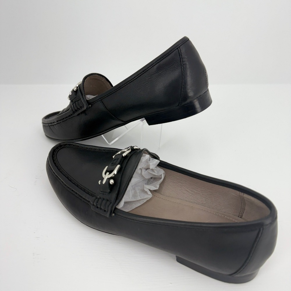 Donald Pliner Womens Black Leather Bit Loafers Silver Hardware Size 9.5 Wide - Picture 7 of 11